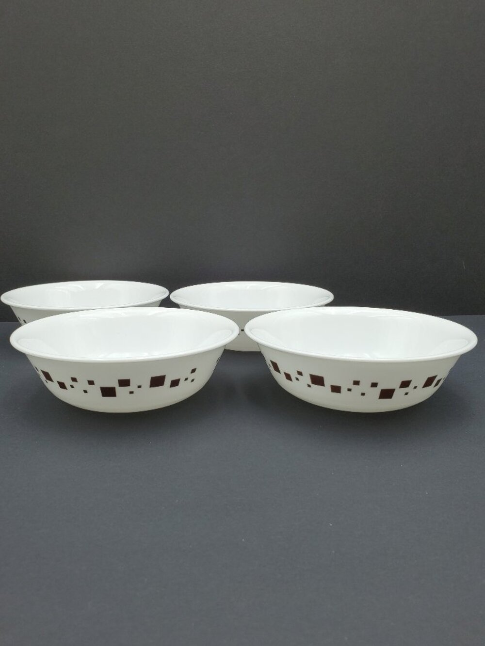Corelle Geometric Soup Bowls Corning Brown Squares Cereal Bowls